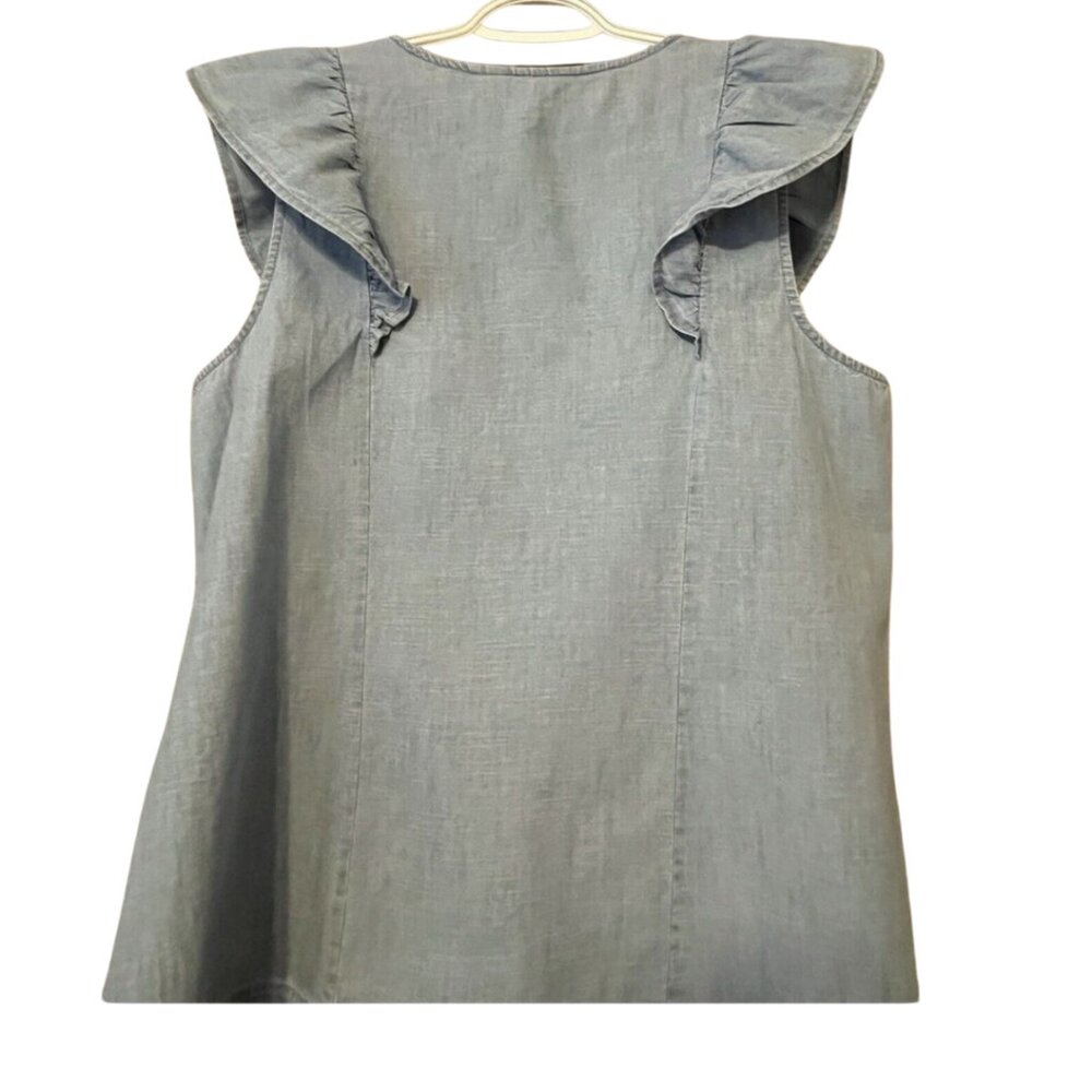 Croft & Barrow XL Chambray Ruffle Top - Picture 3 of 9